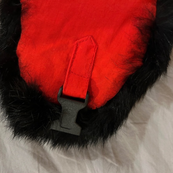 PAUL LOINBURD BLACK REAL FUR, RICH RED NYLON COVER WINTER HAT - Picture 7 of 13